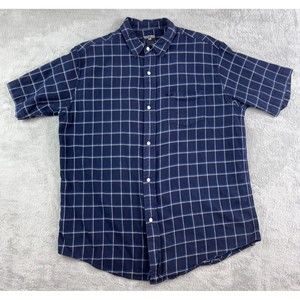 Ralph Lauren Polo Jeans Shirt Mens Extra Large Blue Plaid Flannel Short Sleeve